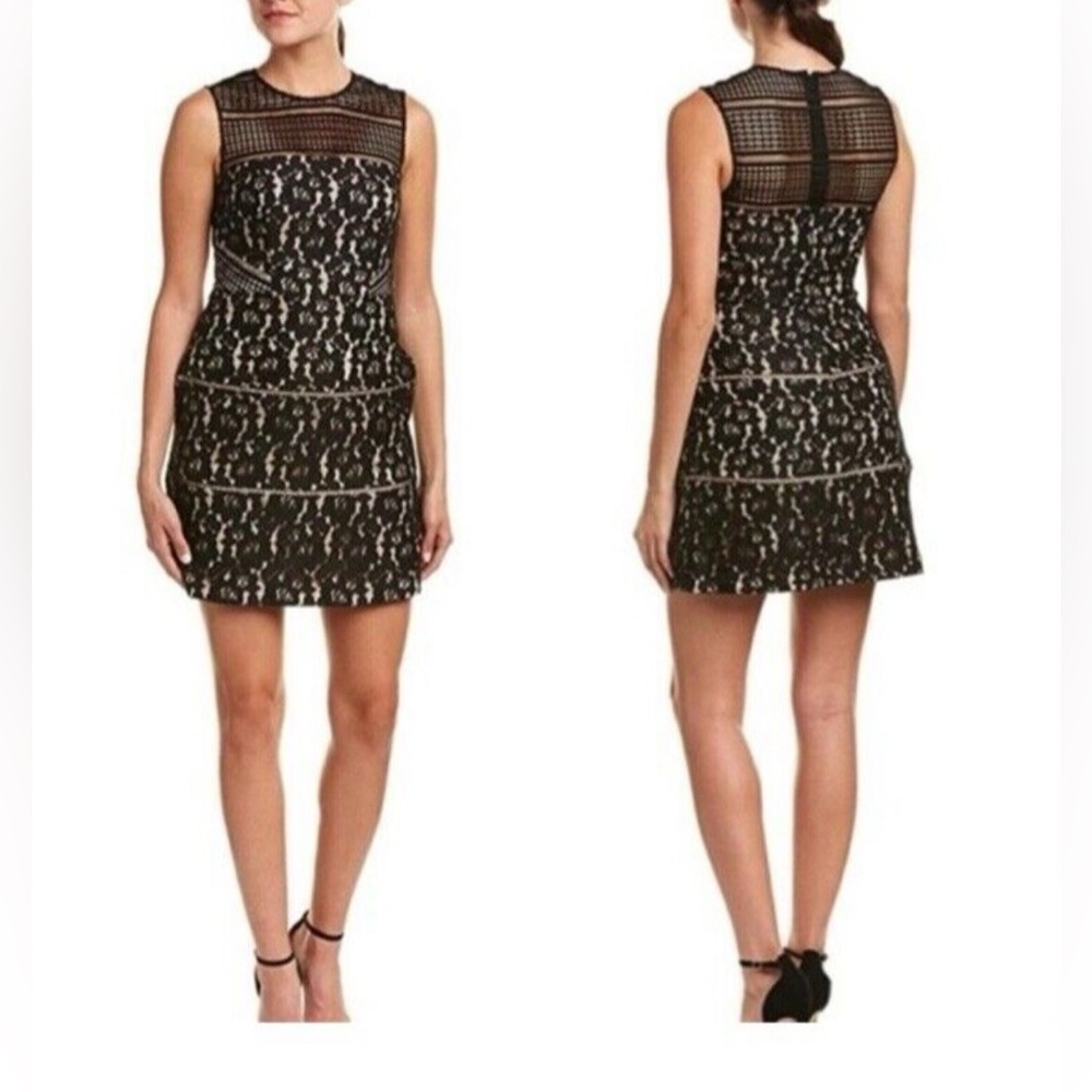 Aidan Mattox Black Sleeveless Fit & Flare Mini Dress Lace NWT Size 6